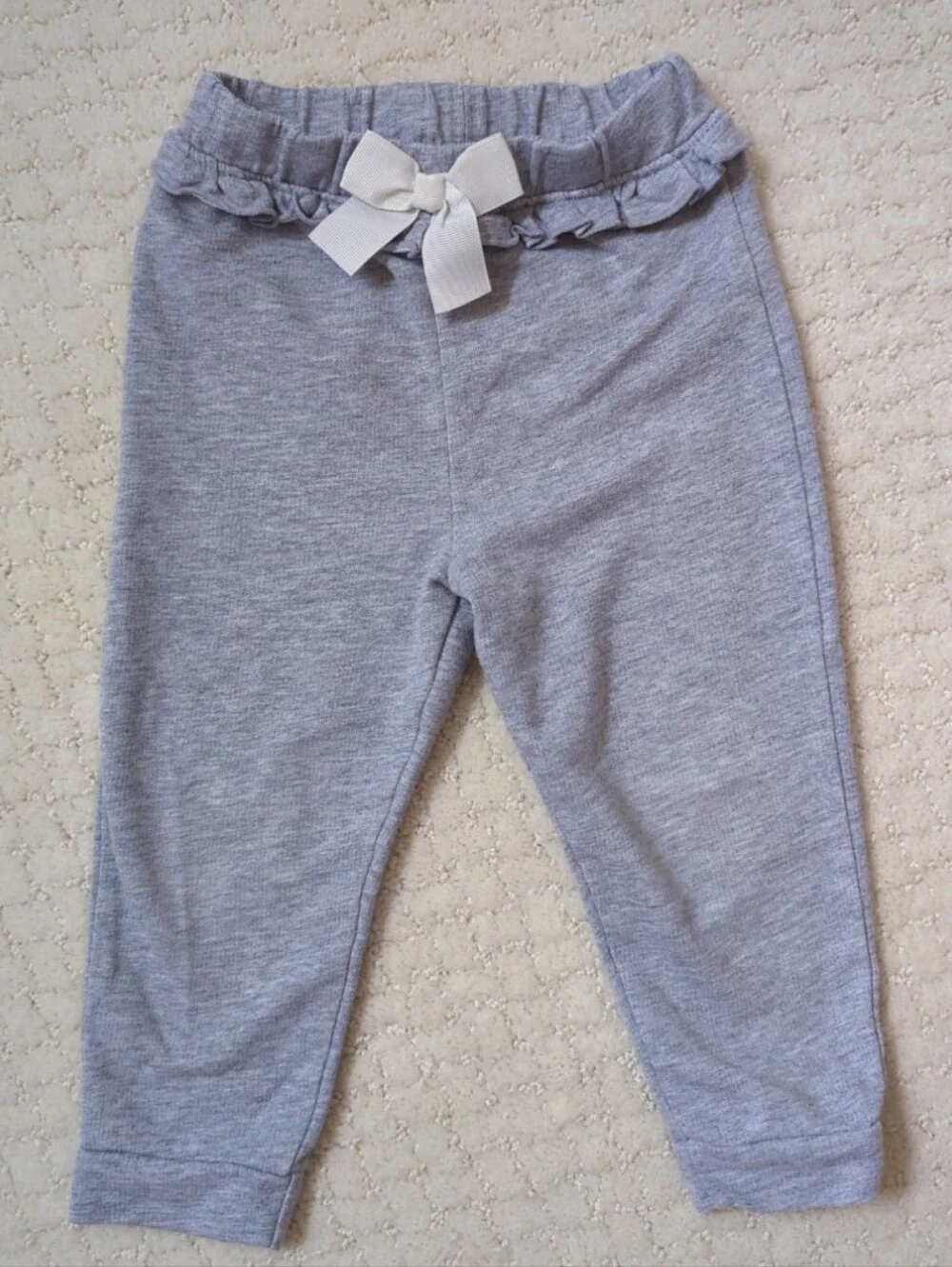 Girls' Cat & Jack Gray Stretch Knit Jogger Pants with Bow 18M